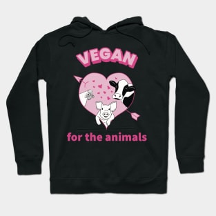 Vegan for the animals - cute cartoon farm animals Hoodie